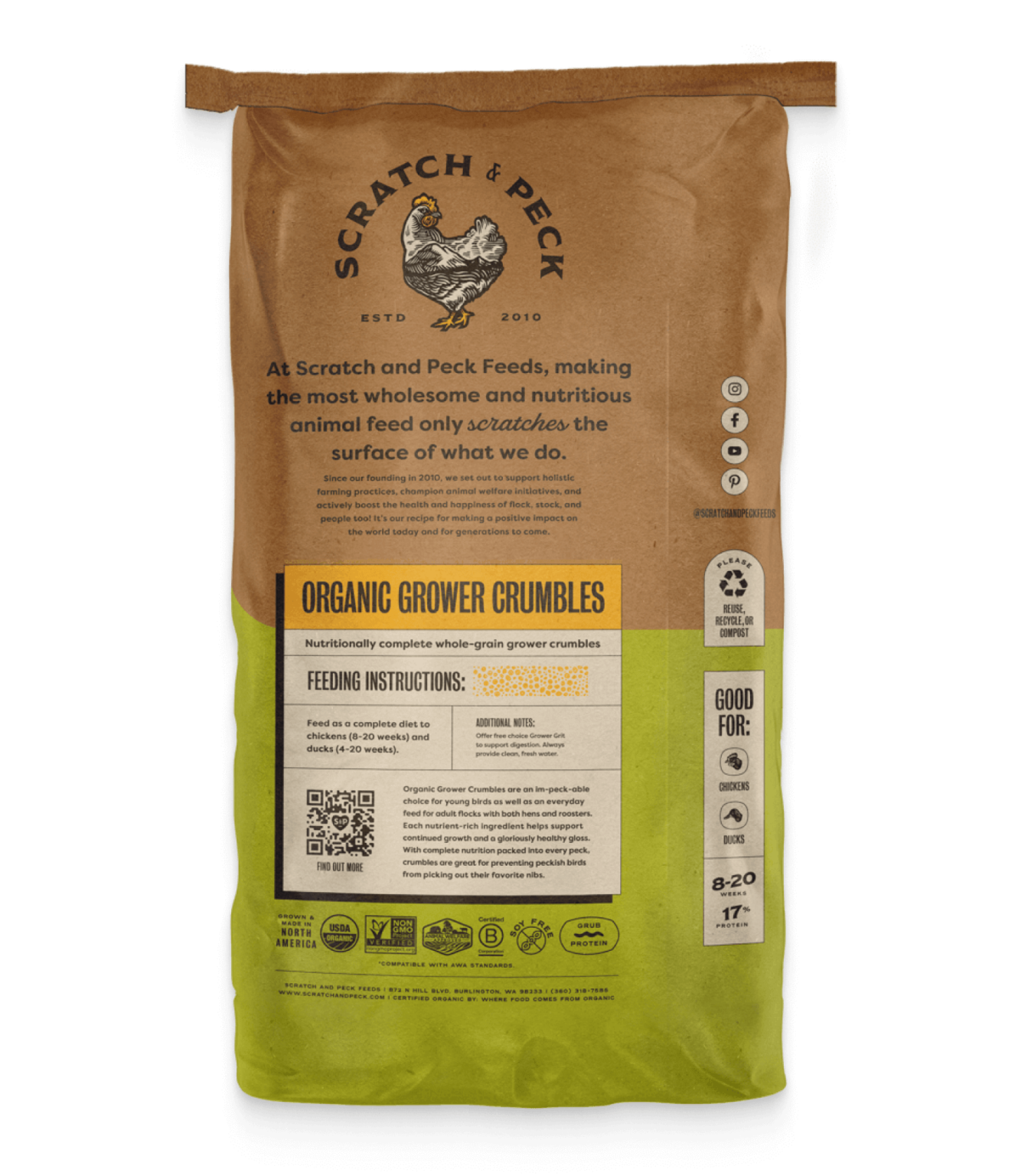 Organic Grower Crumbles Scratch & Peck Feeds