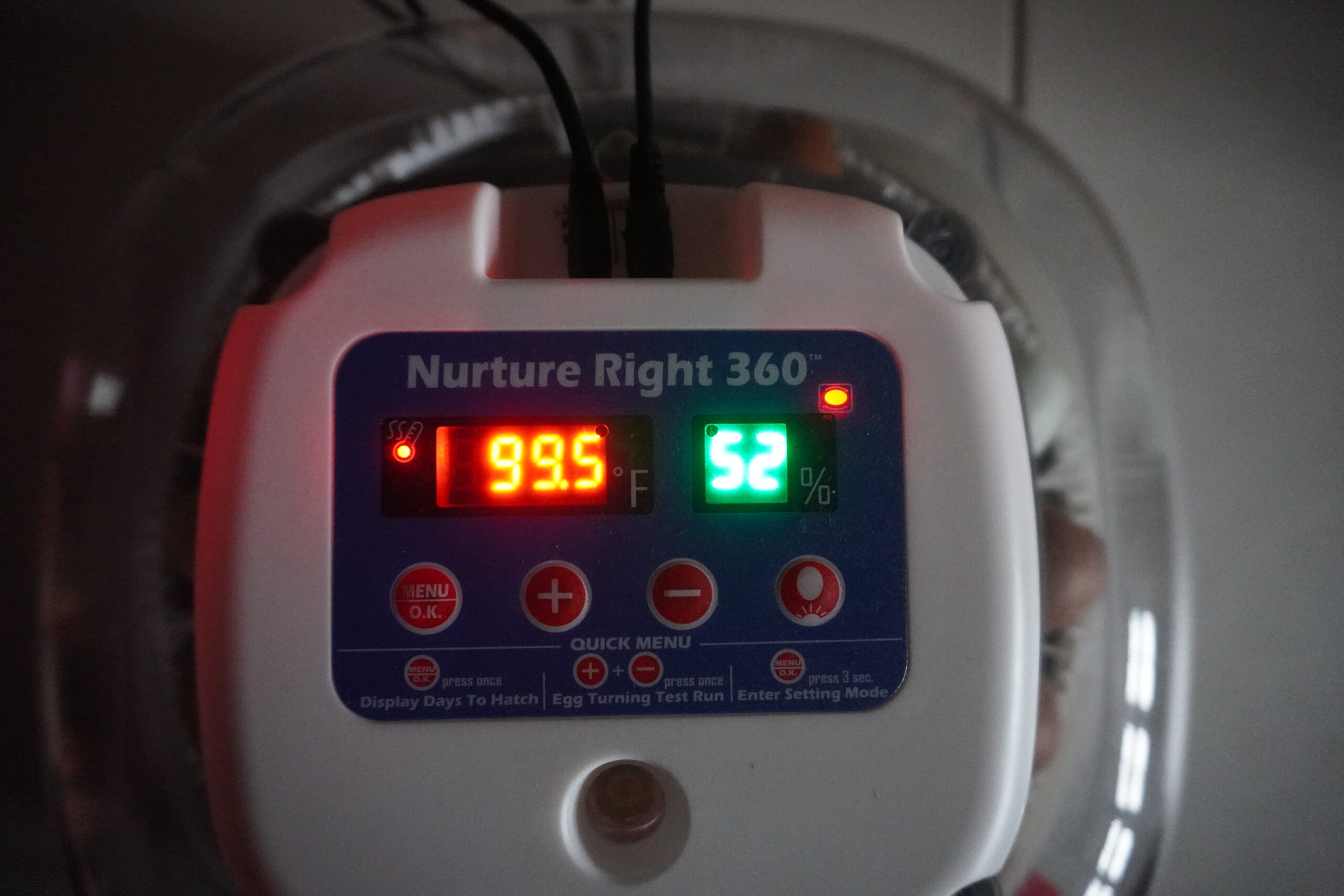 control panel of a Nurture Right 360 incubator
