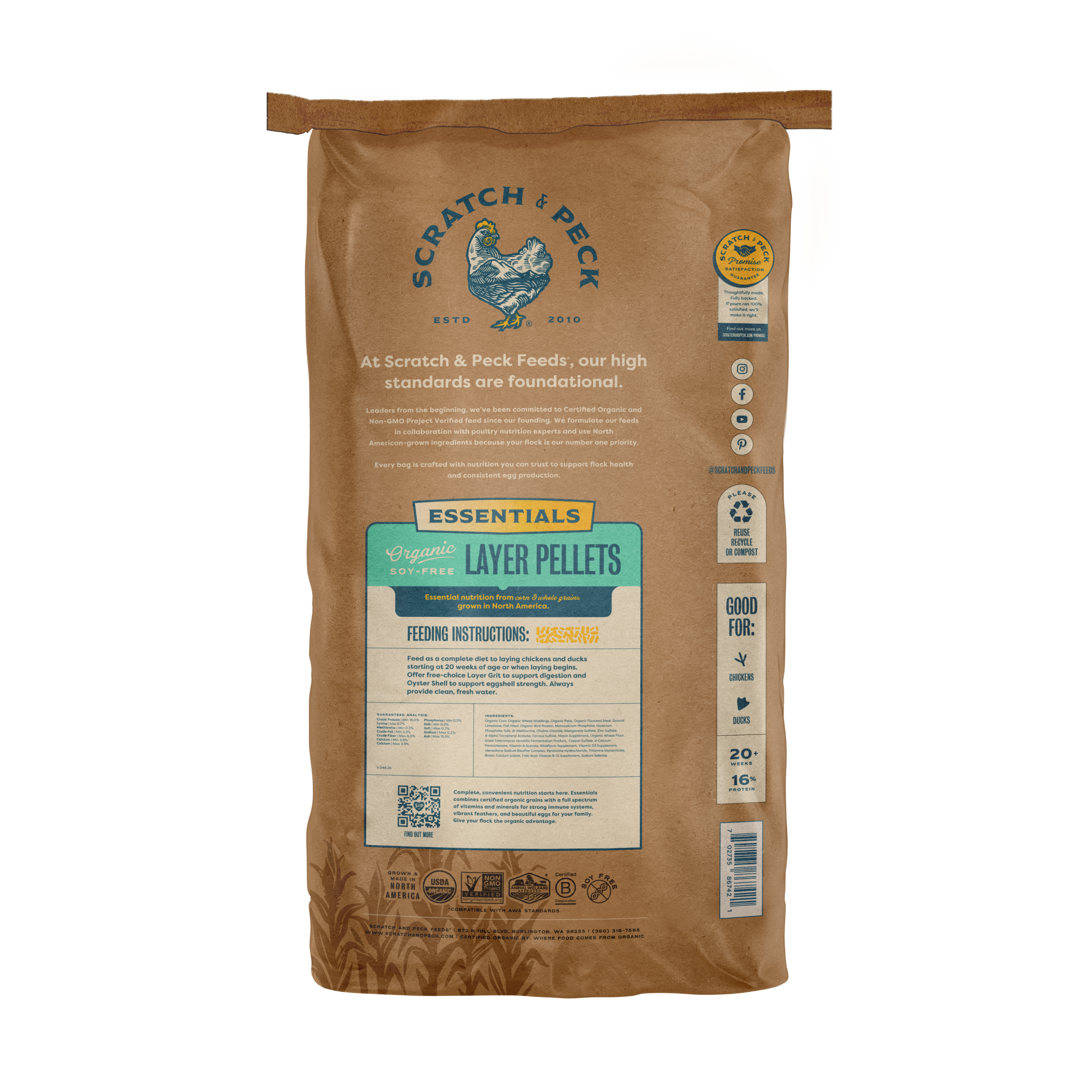 Essentials Organic Layer Pellet 16% - Scratch & Peck Feeds Essentials Organic Layer Pellet 16% - Image 2